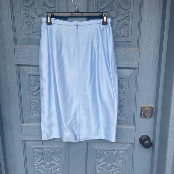 Silk Sky Blue Pencil Skirt - Picture 3 of 5